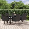 vidaXL Set de comedor de jard&iacute;n 7 pzas y cojines rat&aacute;n sint&eacute;tico negro