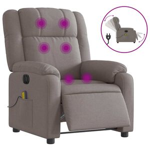 vidaXL Sill&oacute;n reclinable de masaje el&eacute;ctrico tela gris taupe