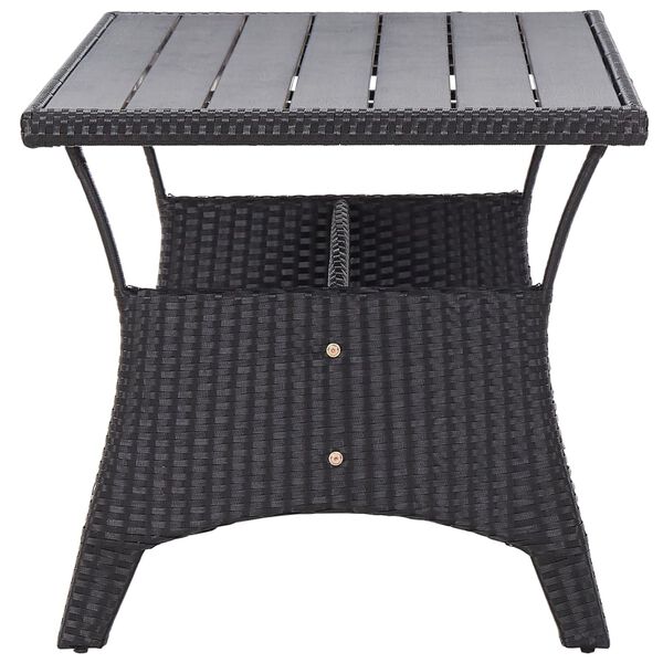 vidaXL Mesa de jard&iacute;n de rat&aacute;n sint&eacute;tico negro 130x70x66 cm