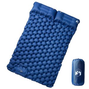 vidaXL Colchón de camping autoinflable con almohadas 2 personas azul