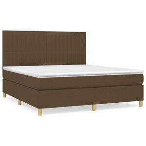 vidaXL Cama box spring con colch&oacute;n tela marr&oacute;n oscuro 160x200 cm