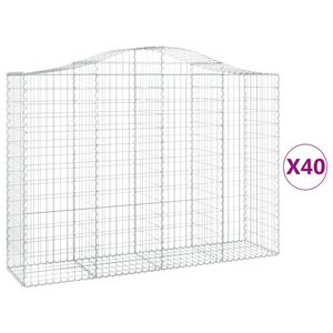 vidaXL Cestas gaviones 40 uds forma de arco hierro 200x50x140/160 cm