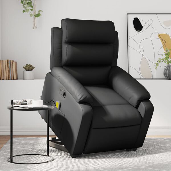vidaXL Sill&oacute;n reclinable de masaje de pie cuero artificial negro