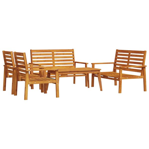 vidaXL Juego de muebles de jardín 5 pzas madera maciza de acacia