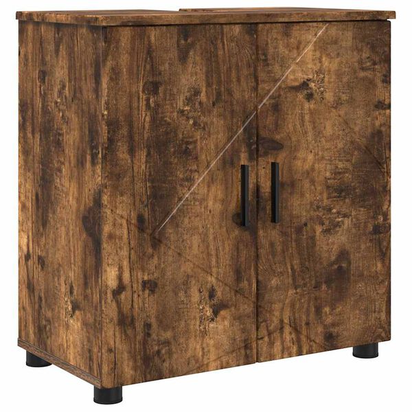 vidaXL Gabinete de Ba&ntilde;o con puerta Roble ahumado 61 x 35 x 64 cm