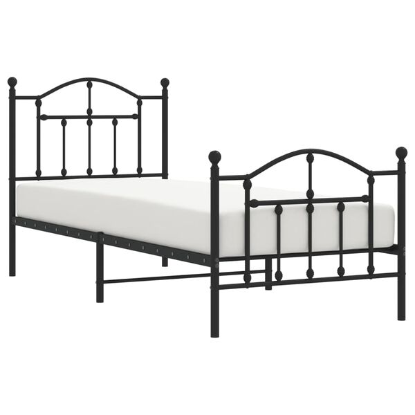 vidaXL Estructura cama sin colch&oacute;n con estribo metal negro 90x200 cm