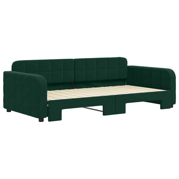 vidaXL Sof&aacute; cama nido terciopelo verde oscuro 100x200 cm