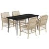 vidaXL Set comedor de jard&iacute;n 5 pzas con cojines rat&aacute;n sint&eacute;tico beige