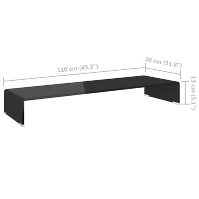 vidaXL Soporte para TV/Elevador monitor cristal negro 110x30x13 cm