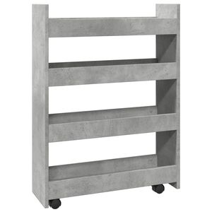 vidaXL Carro de almacenaje estrecho 4 niveles madera gris hormig&oacute;n