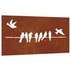 vidaXL Adorno de pared de jard&iacute;n acero corten dise&ntilde;o p&aacute;jaros 105x55 cm
