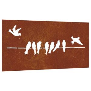 vidaXL Adorno de pared de jard&iacute;n acero corten dise&ntilde;o p&aacute;jaros 105x55 cm