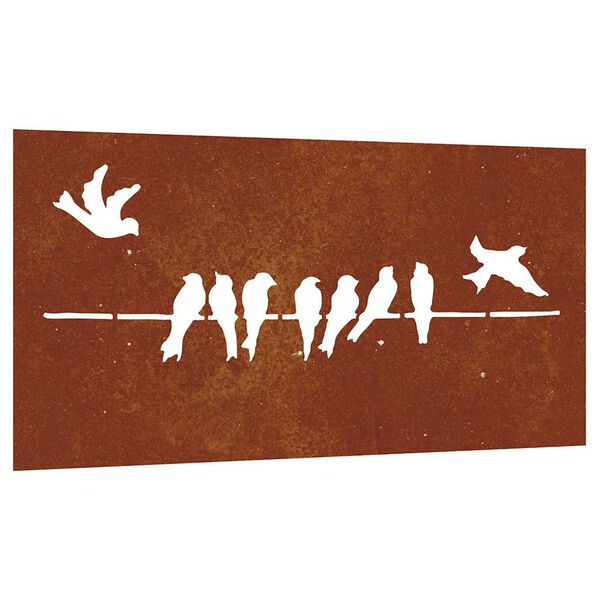 vidaXL Adorno de pared de jard&iacute;n acero corten dise&ntilde;o p&aacute;jaros 105x55 cm