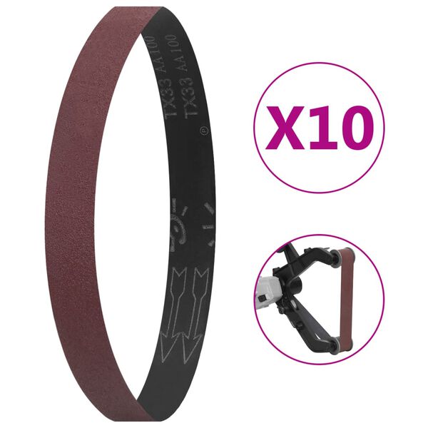 vidaXL Bandas de lijar 10 unidades P100 40x760 mm