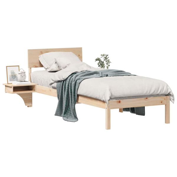 vidaXL Estructura de cama Marrón 75 x 190 cm Madera de pino macizo