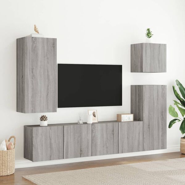 vidaXL Muebles para TV de pared 2 unidades gris Sonoma 80x30x41 cm