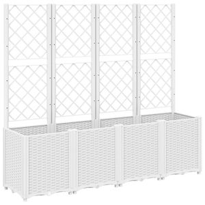 vidaXL Jardinera con enrejado PP blanco 160x40x140 cm