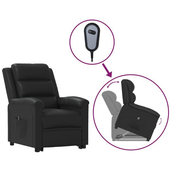 vidaXL Sill&oacute;n elevable cuero sint&eacute;tico negro