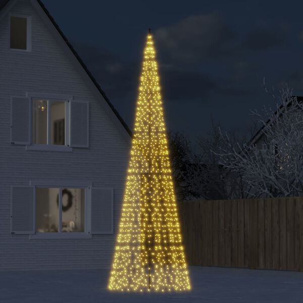 vidaXL &Aacute;rbol de Navidad en asta bandera 1534 LED blanco c&aacute;lido 500 cm