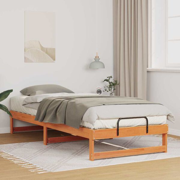 vidaXL Estructura de cama Marr&oacute;n 100 x 220 cm Madera de pino macizo