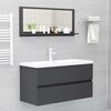 vidaXL Espejo de ba&ntilde;o madera contrachapada gris 90 x 10,5 x 37 cm