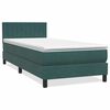 vidaXL Cama box spring con colch&oacute;n y LED terciopelo verde oscuro 100x210 cm