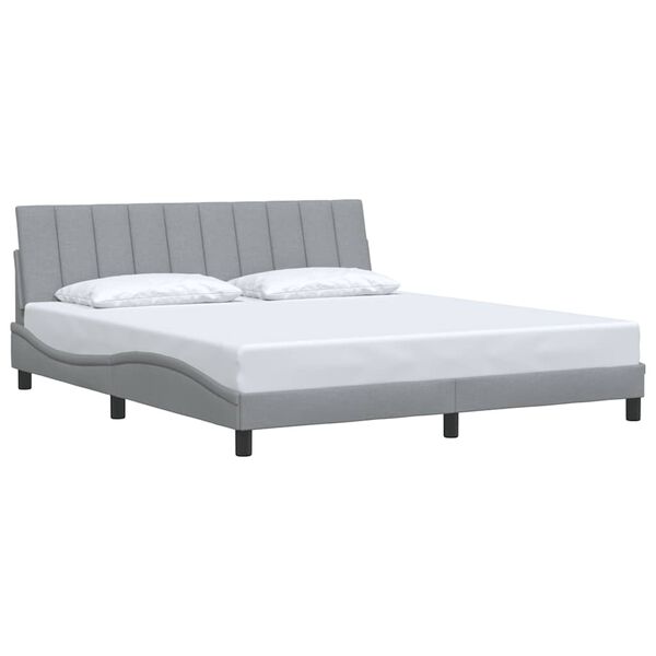 vidaXL Estructura de cama sin colch&oacute;n Hanko tela gris claro 180x200 cm