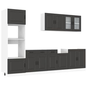 vidaXL Mueble de cocina Kalmar negra 7 piezas madera contrachapada
