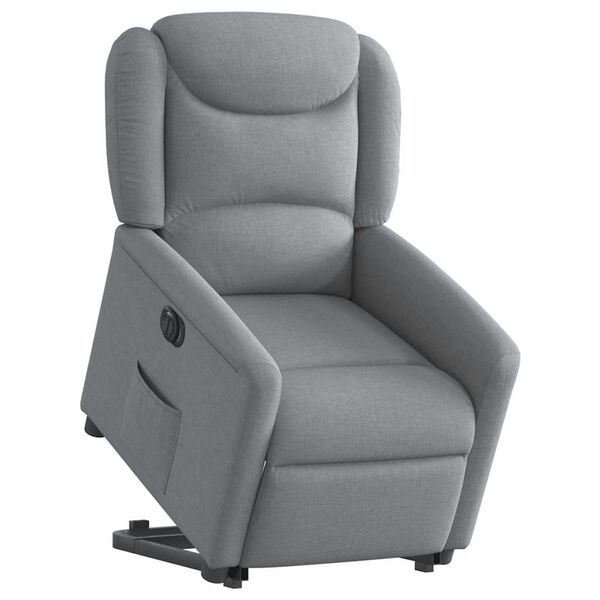 vidaXL Sill&oacute;n el&eacute;ctrico reclinable elevable de tela gris claro