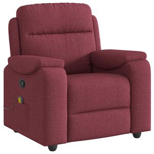 vidaXL Sill&oacute;n de masaje reclinable de tela color vino tinto