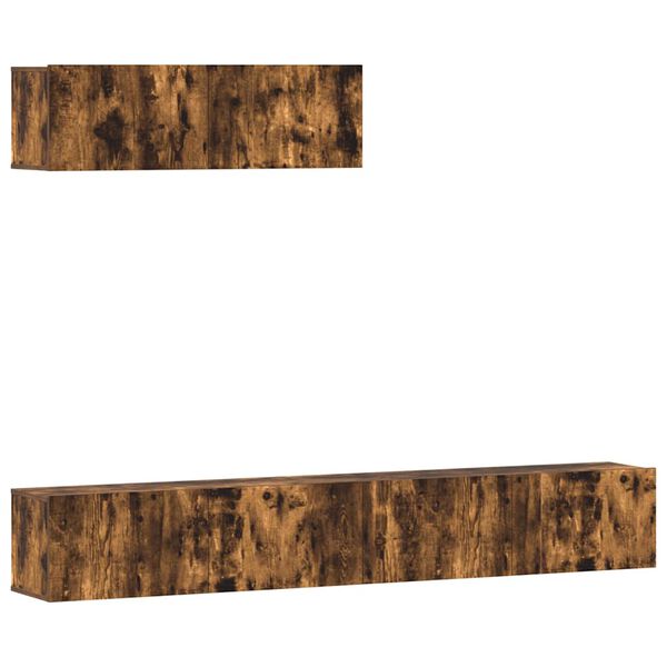 vidaXL Set de muebles de TV 3 pzas madera contrachapada roble ahumado