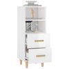 vidaXL Aparador de madera contrachapada blanco brillante 34,5x34x90 cm