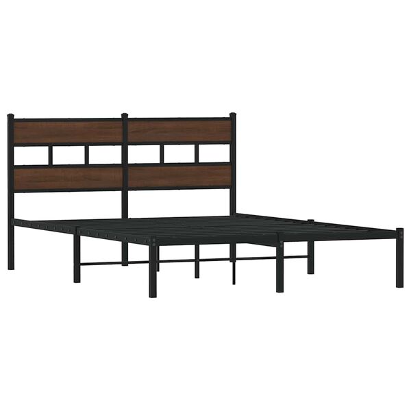 vidaXL Estructura cama con cabecero sin colch&oacute;n marr&oacute;n roble 140x200cm