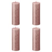 Bolsius Velas rústicas Shimmer 4 unidades rosa 190x68 mm