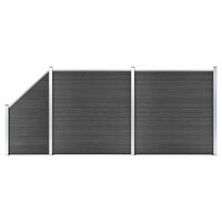 vidaXL Set de paneles de valla WPC negro 446x(105-186) cm