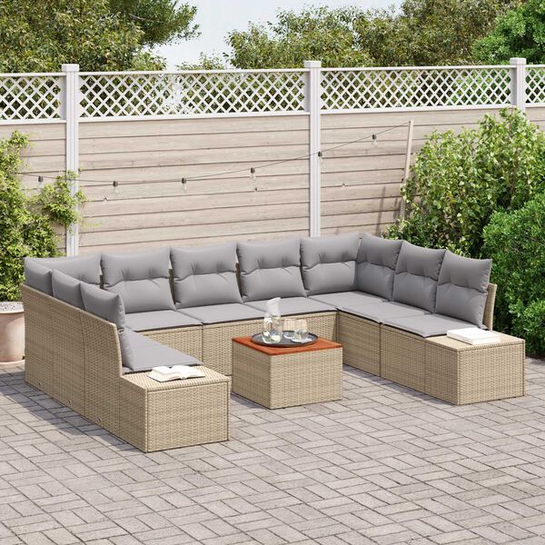 vidaXL Conjunto de sofá de jardín 10 pcs beige y gris claro