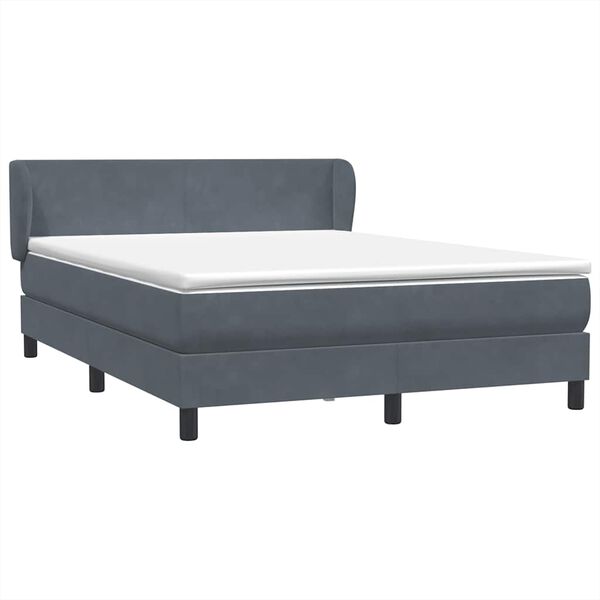 vidaXL Cama box spring con colch&oacute;n terciopelo gris oscuro 160x220 cm