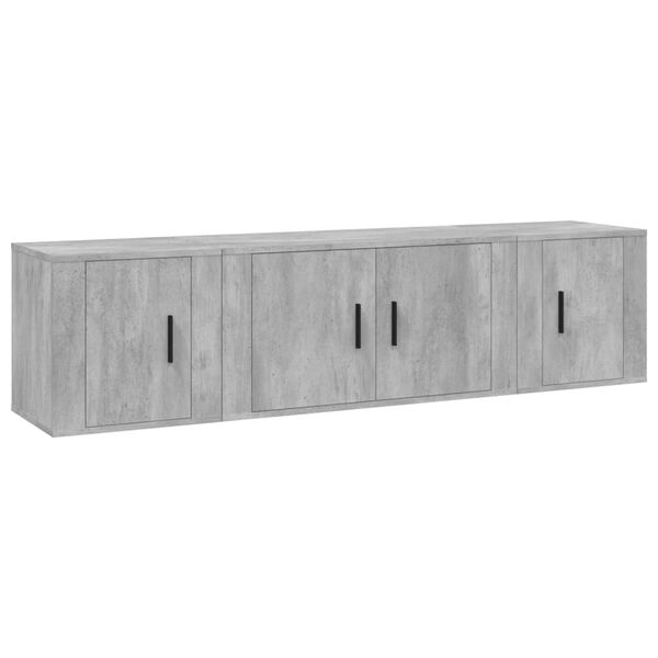 vidaXL Set de muebles de TV 3 pzas madera contrachapada gris hormig&oacute;n