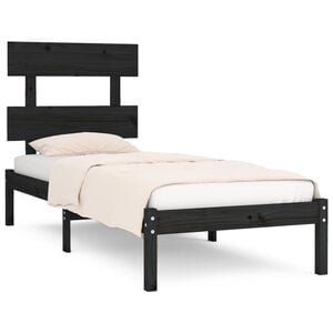 vidaXL Estructura de cama madera maciza negro 100x200 cm