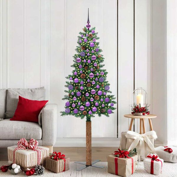 vidaXL Árbol de Navidad Delgado con 300 LED con soporte Verde 180 cm