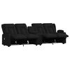 vidaXL Sillón reclinable masaje 4 plazas con portavasos cuero PE negro