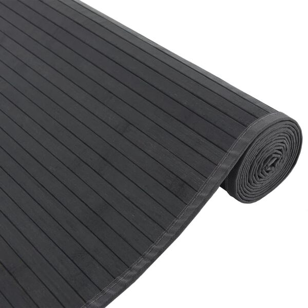 vidaXL Alfombra rectangular bamb&uacute; negro 80x200 cm