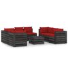 vidaXL Muebles de jard&iacute;n 9 piezas con cojines madera impregnada gris