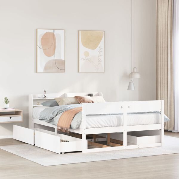 vidaXL Estructura de cama sin colch&oacute;n madera maciza de pino 160x200 cm