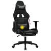 vidaXL Silla gaming de masaje y reposapiés cuero sintético negro