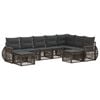 vidaXL Conjunto de sof&aacute;s de jard&iacute;n 9 uds. 9 plaza Gris rat&aacute;n sint&eacute;tico
