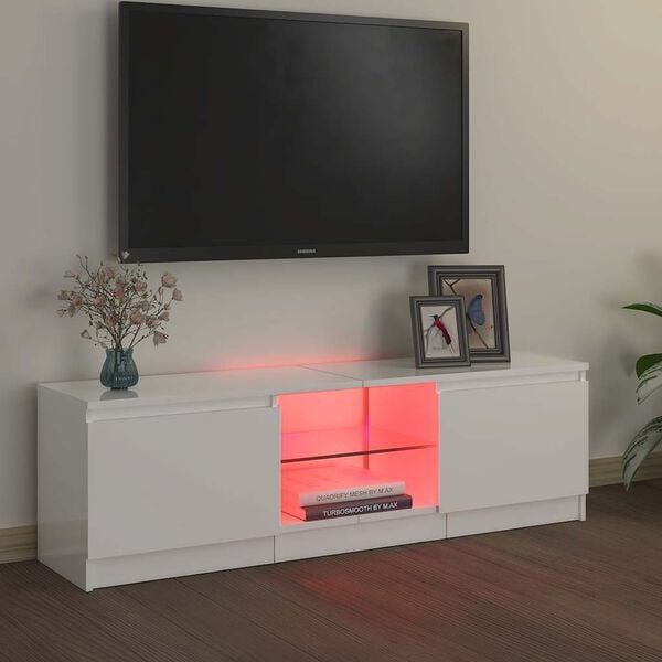 vidaXL Mueble de TV con luces LED blanco brillante 120x30x36 cm