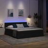 vidaXL Cama con tira de luces LED con cabecera Negro 180 x 200 cm tela