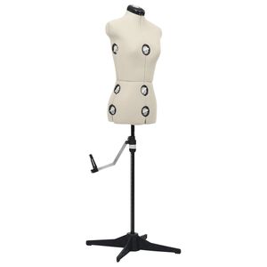 vidaXL Maniqu&iacute; de sastre ajustable mujer color crema talla S 33-40