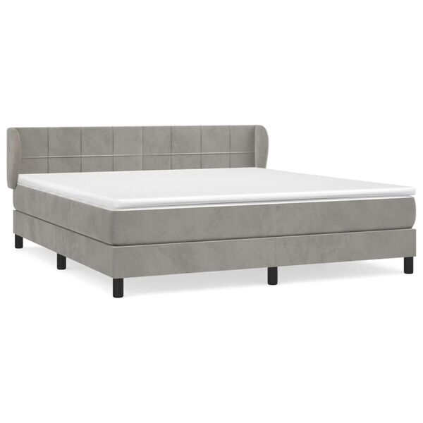 vidaXL Cama box spring con colch&oacute;n terciopelo gris claro 160x200 cm